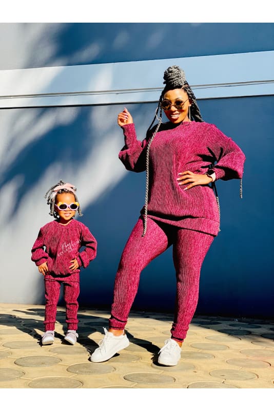 Pleated cashmere knit tracksuit