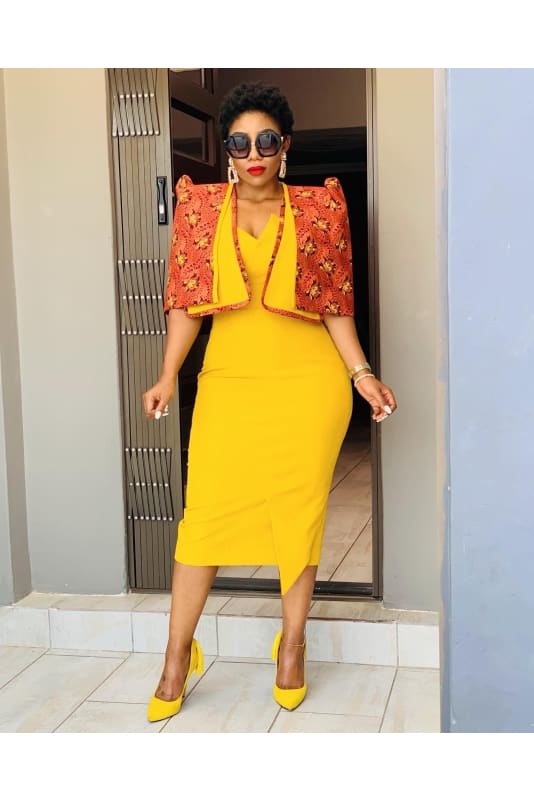 shweshwe poncho pencil dress - Dress