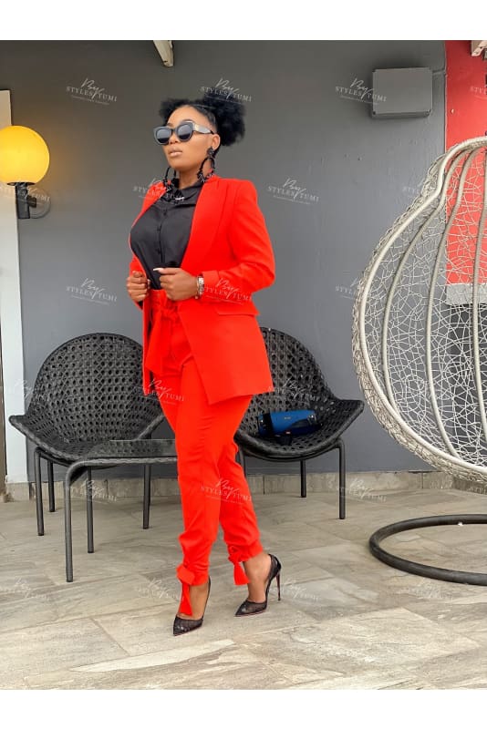 Two piece funky long blazer suit