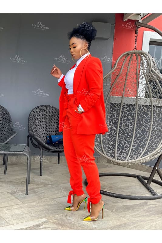 Two piece funky long blazer suit