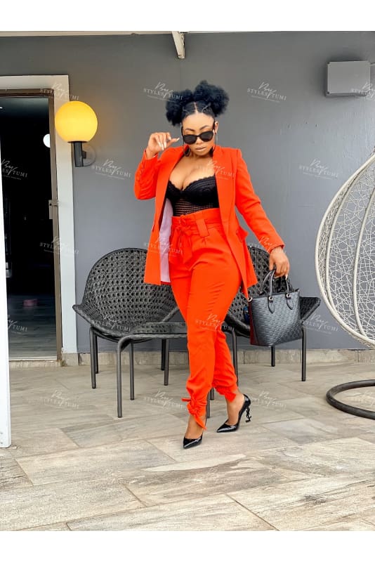 Two piece funky long blazer suit