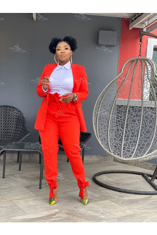 Two piece funky long blazer suit