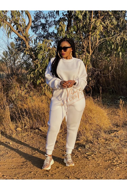 White high waisted tracksuit