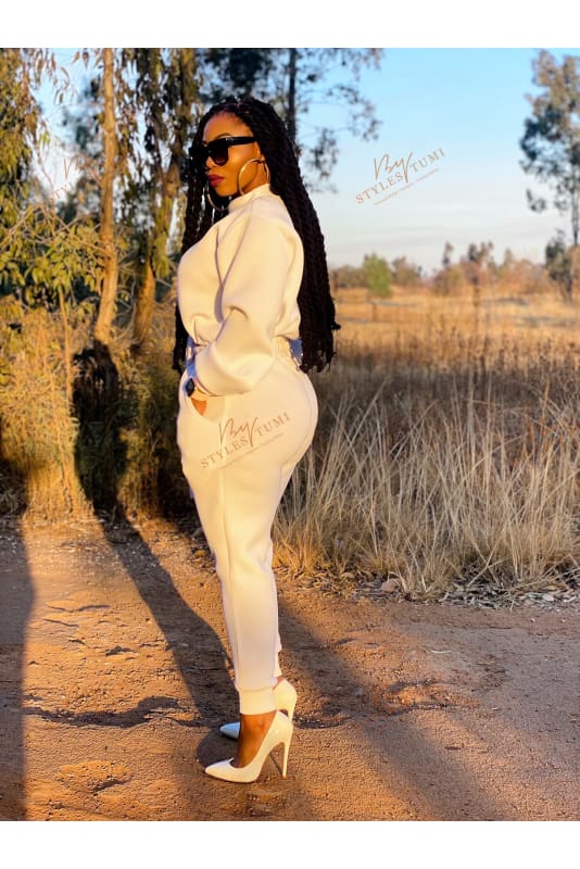 White high waisted tracksuit