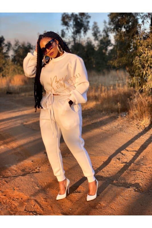 White high waisted tracksuit