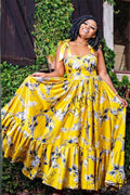 Yellow Mellow Floral Maxi - Dress